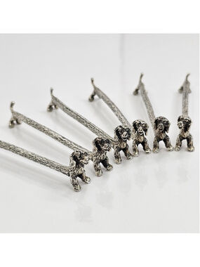74g 925 Sterling Silver Wiener Dog Spoon Rests Dachshund Mexico Set Of 6